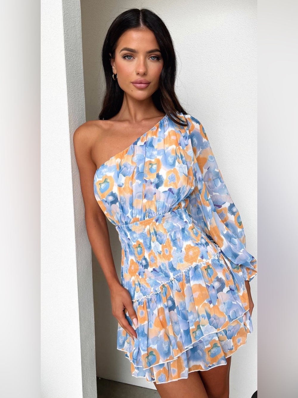 That’s So Fetch Katina One-Shoulder Floral Mini Dress Size 6